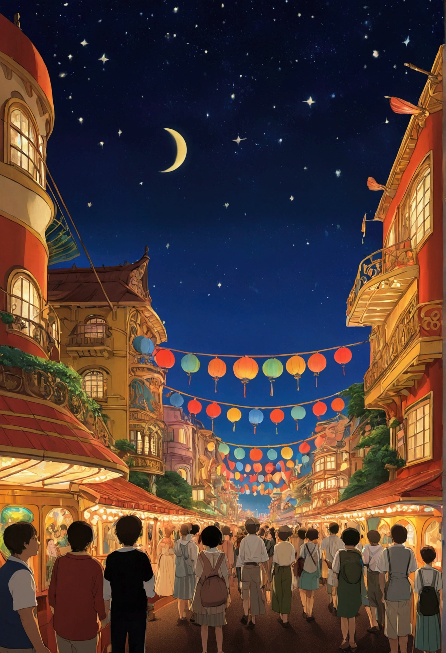 Ghibli night carnival fantasy