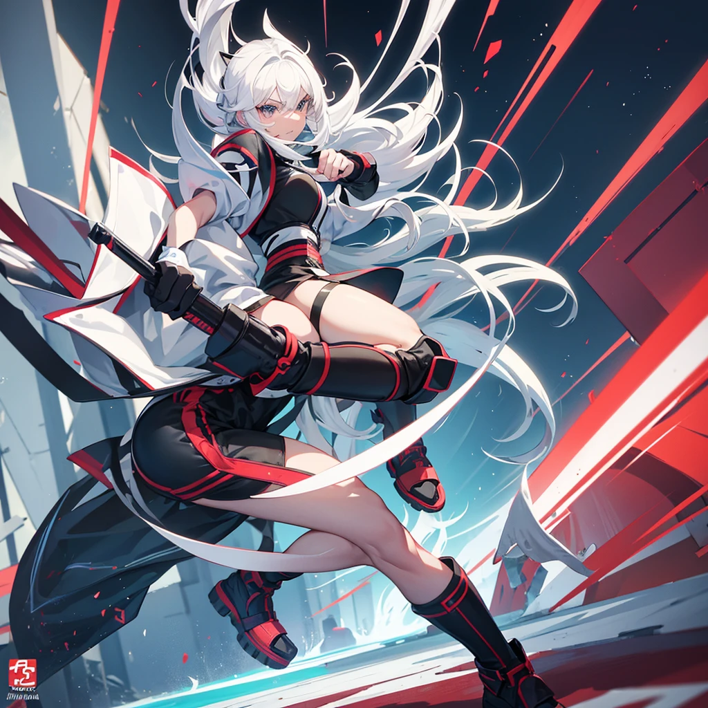 White hair anime ninja warrior with caraba