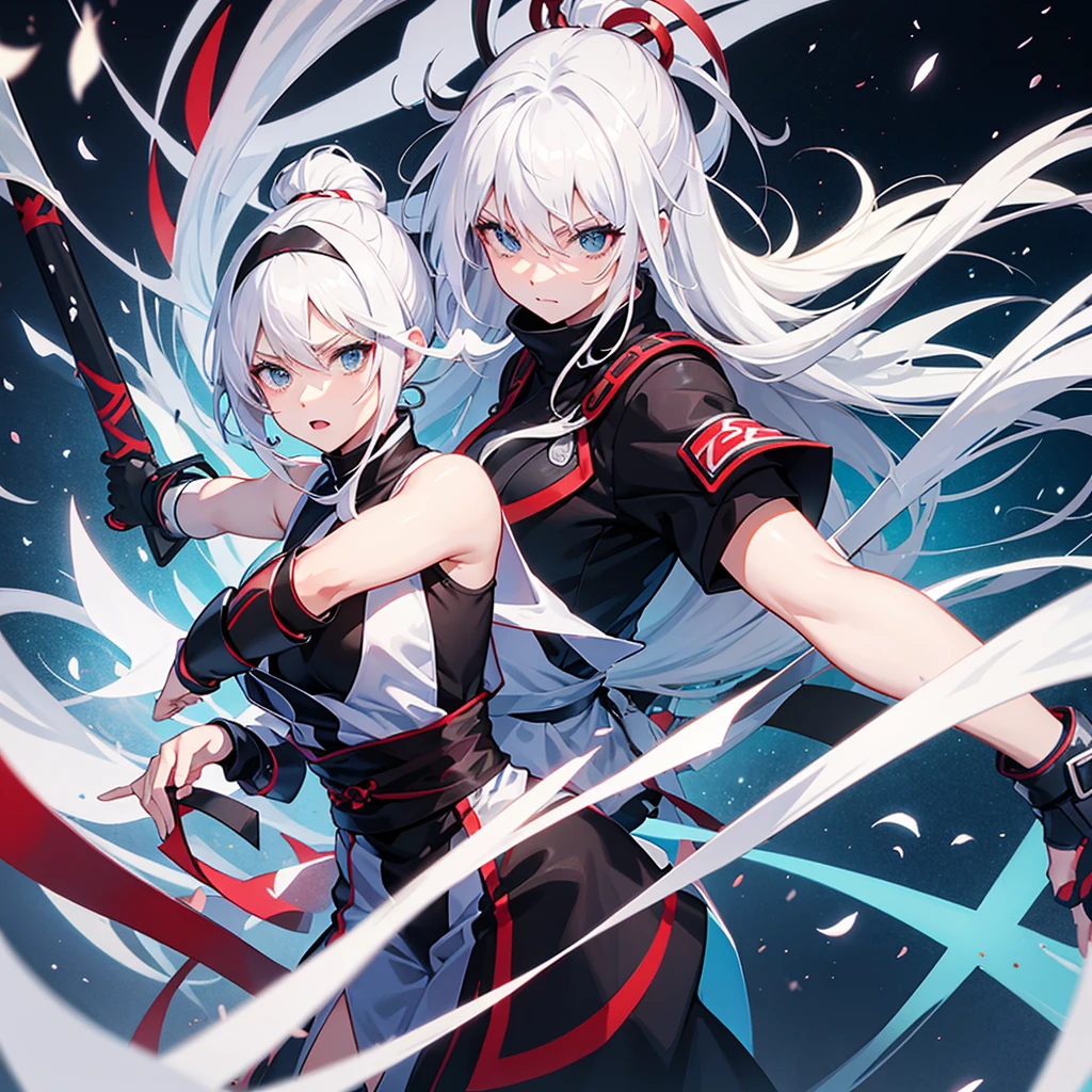 White hair anime ninja warrior with caraba