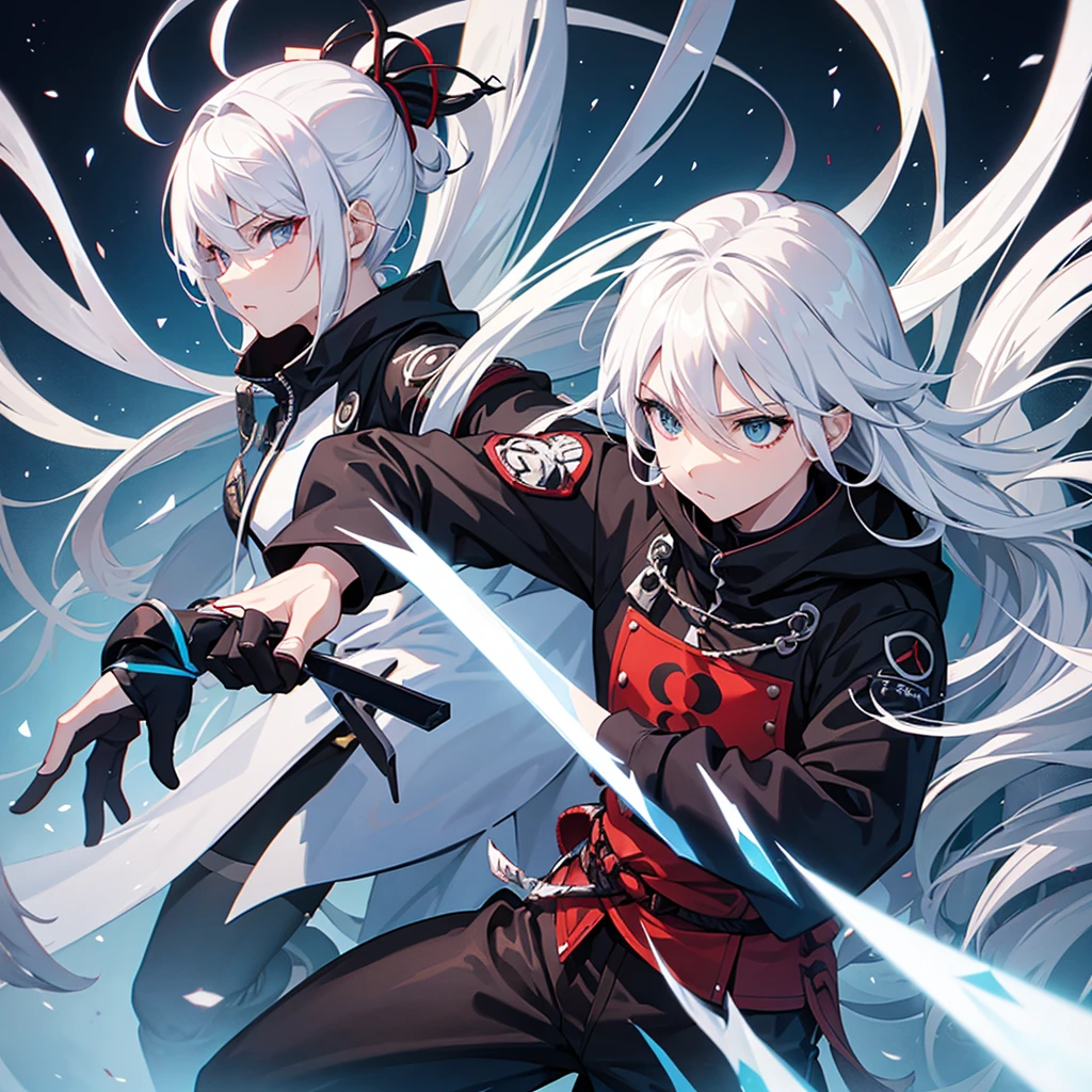 White hair anime ninja warrior with caraba