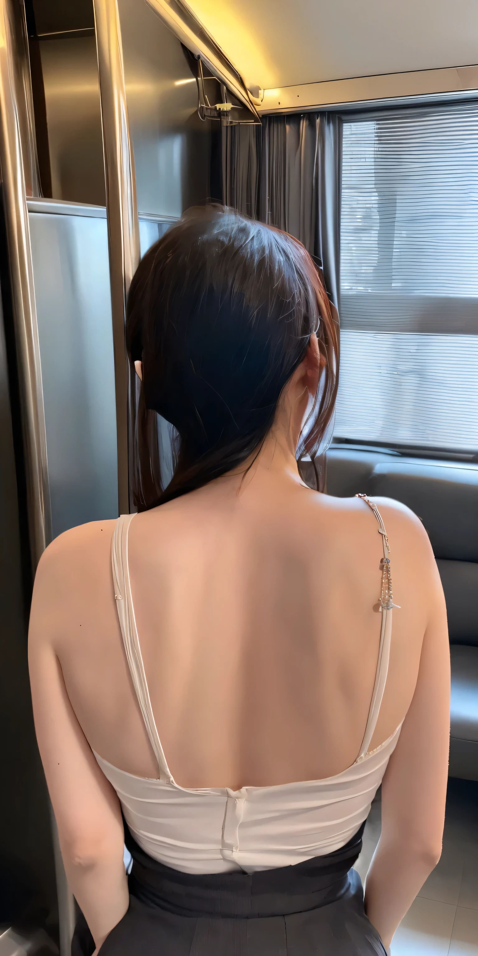 Browsing Caution, ((Express train compartment)), ((35 year old office lady)), ((Height: 165cm)), Japan , 40k, photograph, masterpiece, Highest quality, Dark Gray Background, ((Japanのオフィススーツ)), A boy leans on a beautiful mature woman from behind、i held you up, ((Beautiful mature woman has sex with a thick penis inserted into her pussy)), ((Beautiful woman with a golden ratio face)), ((Very large breasts bigger than a face)), (((A violent and obscene gaze from a man)))