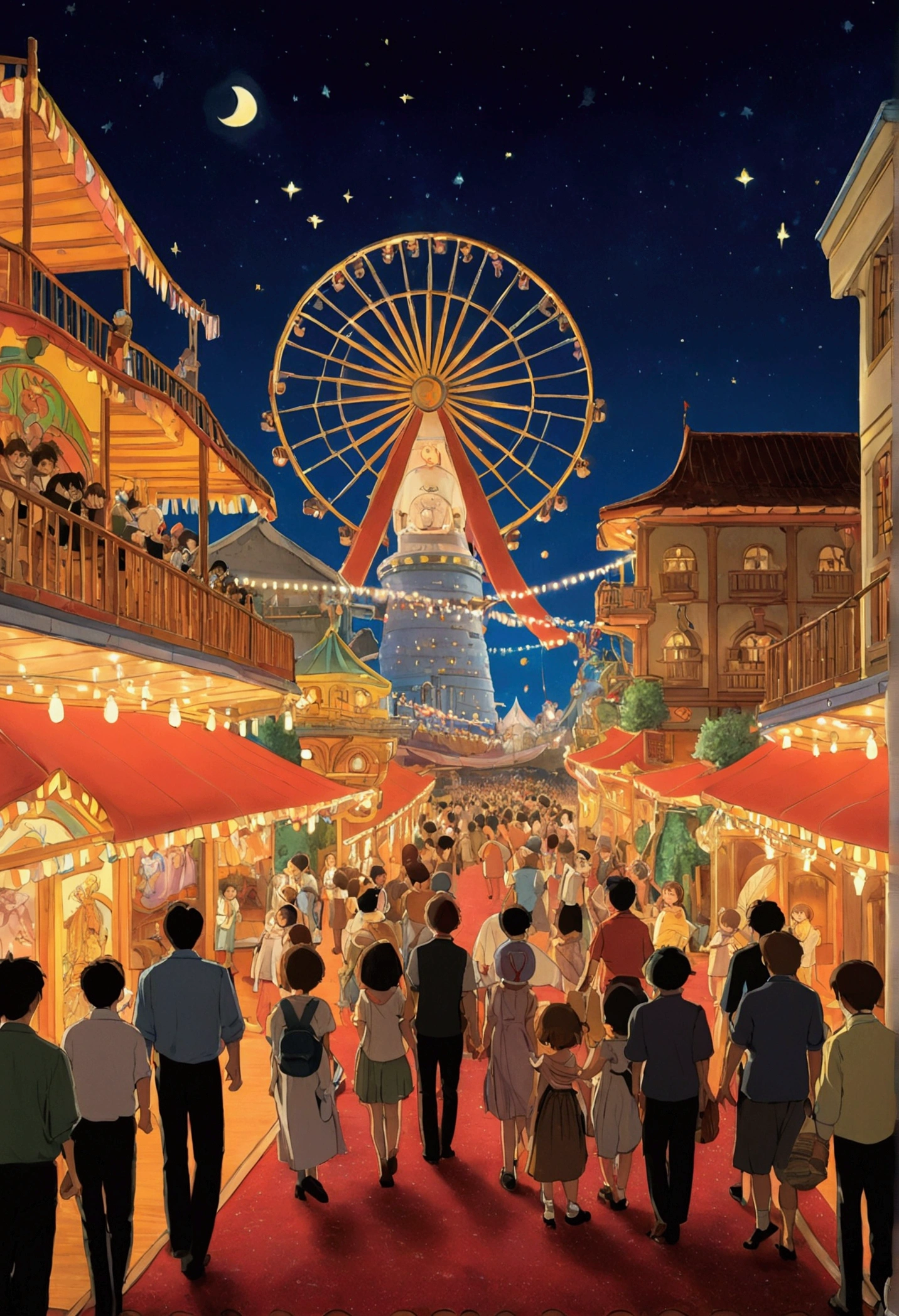 Ghibli night carnival fantasy