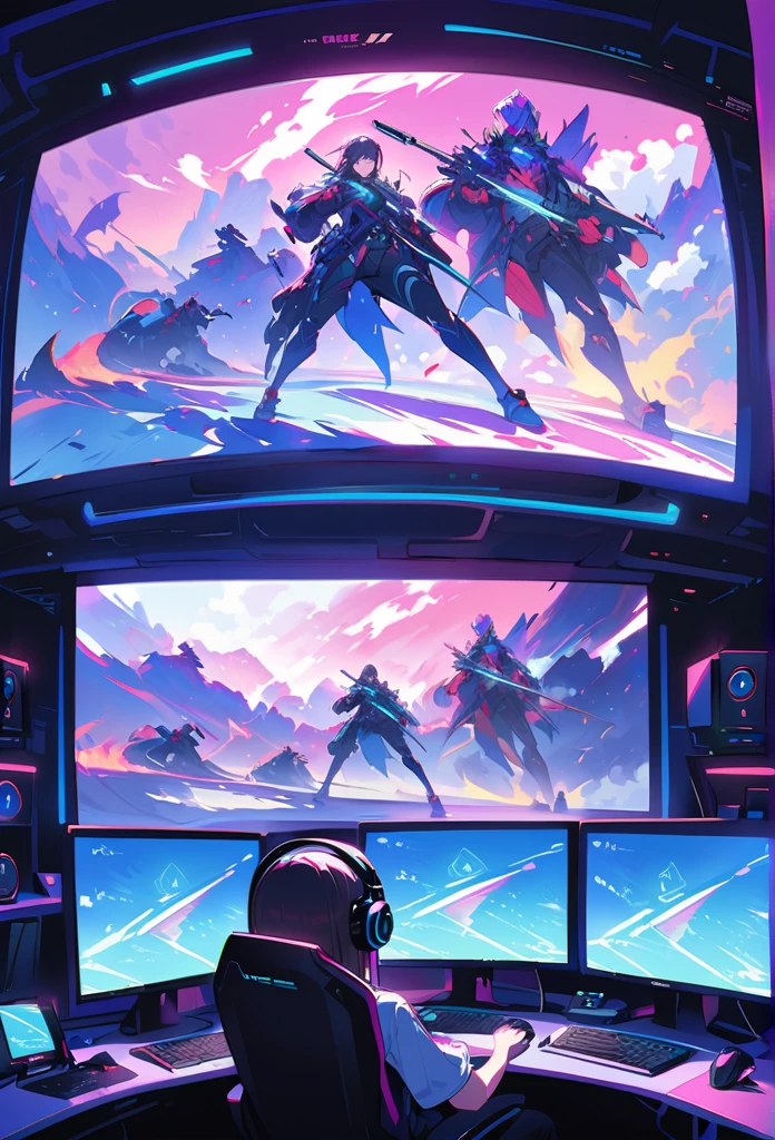 In the future, Envision an innovative and cutting-edge eSports room designed specifically for gaming enthusiasts. Imagine a space that combines advanced technology, Elegant aesthetics, And the perfect comfort to create the perfect gaming experience.Picture a room full of the latest gaming equipment, Including high-performance gaming PCs, Immersive virtual reality settings, And ultra-responsive gaming controllers. The room is equipped with top-notch gaming peripherals such as high refresh rate monitors, Comfortable gaming chairs, Customizable lighting systems enhance the gaming atmosphere.Imagine a futuristic design that embraces simplicity and elegance. The room features clean lines, Future materials, And a color scheme that creates an eye-catching and immersive environment. The walls can be decorated with LED panels that display dynamic images, Enhancing the gaming atmosphere and providing an interactive element.Visualize an acoustically enhanced room, Ensure crystal clear sound and minimize distractions. Surround sound systems and noise cancellation technology create an immersive audio experience, Allowing players to fully immerse themselves in the virtual world.Envision a layout that promotes cooperation and competition. The room can be divided into dedicated play areas and individual cubicles, Each is equipped with its own gaming setup. This allows players to participate in multiplayer matches, Team-based competitions, Or individual gaming sessions, - Promoting a sense of community and healthy competition. Consider incorporating AI assistants or voice command systems that provide real-time game analysis, Providing strategic suggestions, You write the phrase “Hilcourt” on the screen, Or help with in-game tasks..