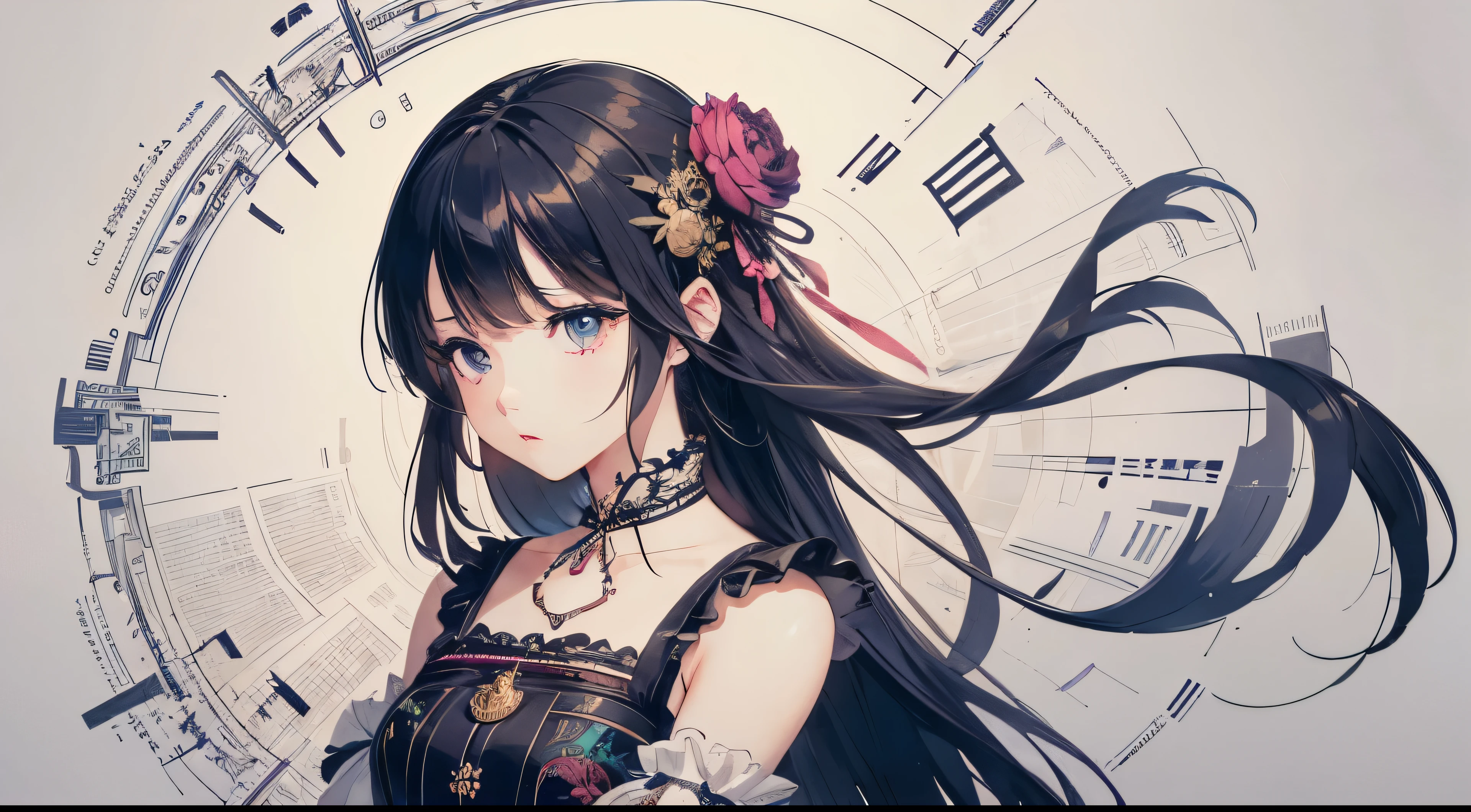 Absurd、High resolution、Super detailed、(1 Girl:1.3)、 Break typography、Lettering Art、calligraphy、Expression font、Visual Language、graphic design、Creative Communication Break Music Box Art、Complex mechanism、Melodic works、nostalgic appeal、Delicate craftsmanship、Design