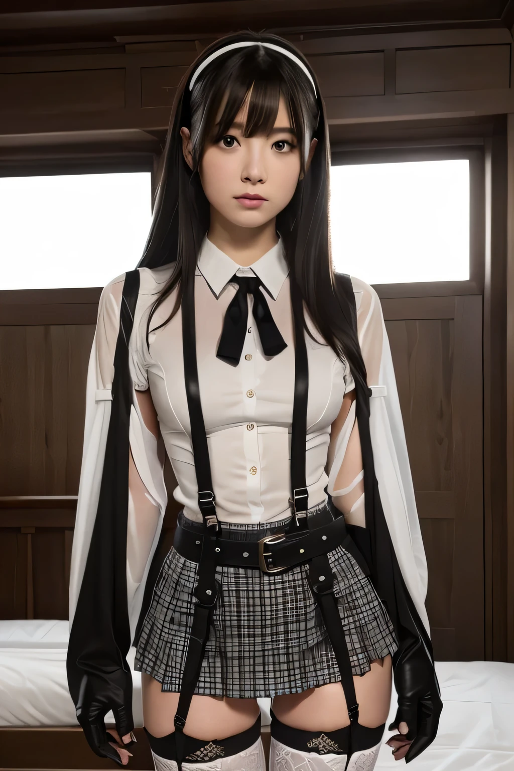1 female, , high quality, masterpiece, Ultra-high resolution, , Cinema Lighting, , , 1 female, , high quality, masterpiece, Ultra-high resolution, , Cinema Lighting, , , And the suspenders with the cranes flying　　　Moderate breasts　 　 　　　　Large Breasts　 　 　　　　Small face　 　　　　　　　　　　 Lying in bed　Looking up　　　　Sweat 　　　Thin belt　buzzer　脇Sweat 　Black Hole Gloves　suit　　　　 　Garter belt　Leg Links　Belt on pants　　holster　 　　Hands behind your back　 Anxious expression　Looking up　Anxious face　Knee-high　Knee socks　Knee-highソックス Garter belt　garter　ふとももにGarter belt　Checkered mini skirt　 Headband　ribbon　Panty shot　Skirt gap Armament　　　Leg holster　holster 　　Hands behind your back　 Anxious expression　Looking up　Anxious face, legs apart　Armament　　Leg holster　holster　See-through clothing　heavy rain　Getting wet in the rain