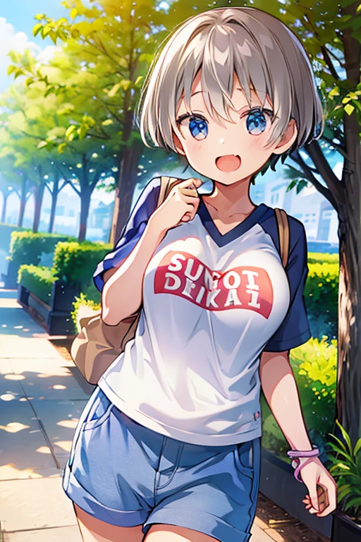 (high quality、masterpiece)、One Girl、alone、cute、Outdoor、Shorts、T-Shirts、Hana Uzaki