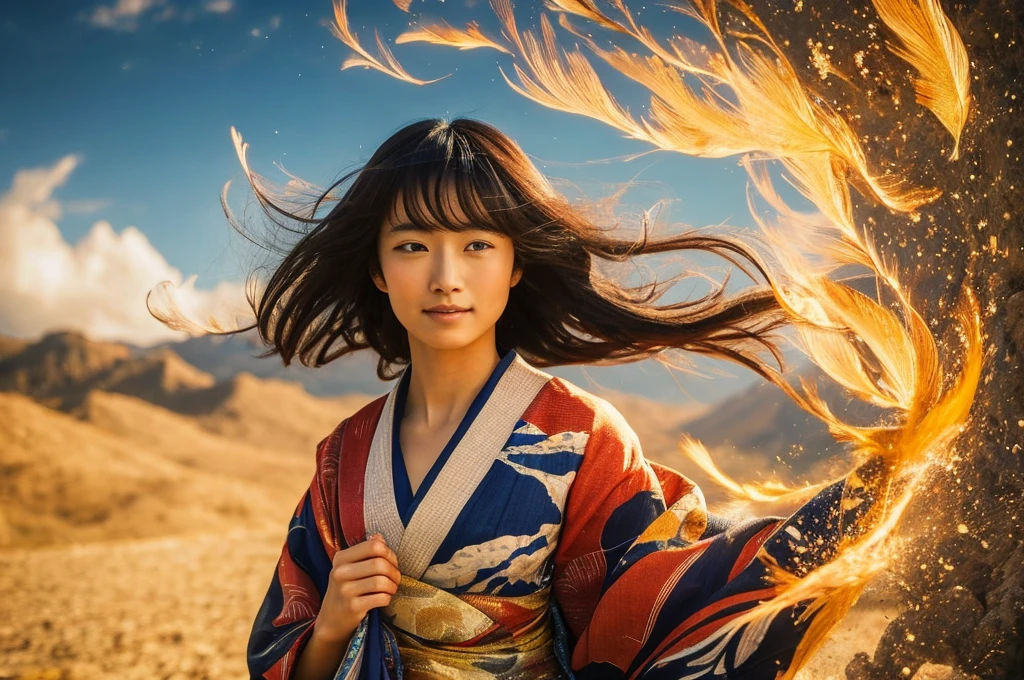 Highest quality masterpiece A very beautiful woman in a yukata receives the wind from a fan Photo style Hair fluttering in the wind Fantasy