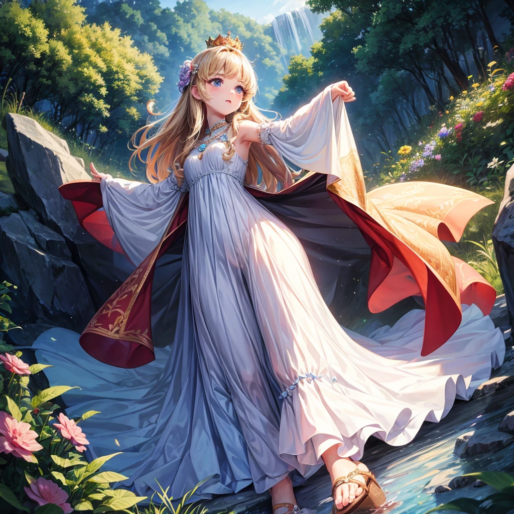 Princess, princess dress, climbing, climbing up, long dress, crown