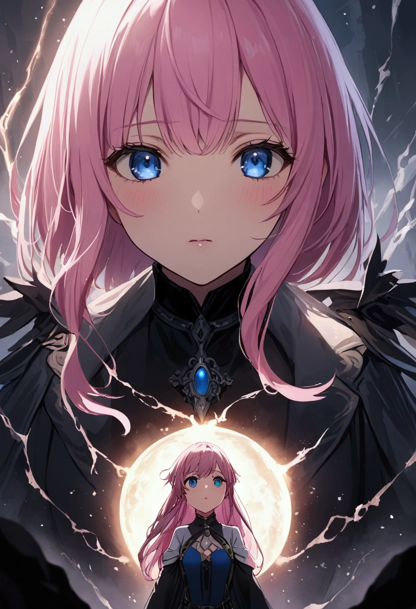 genocide、Girl with pink hair、blue eyes、Twin Drill、A scene from a movie