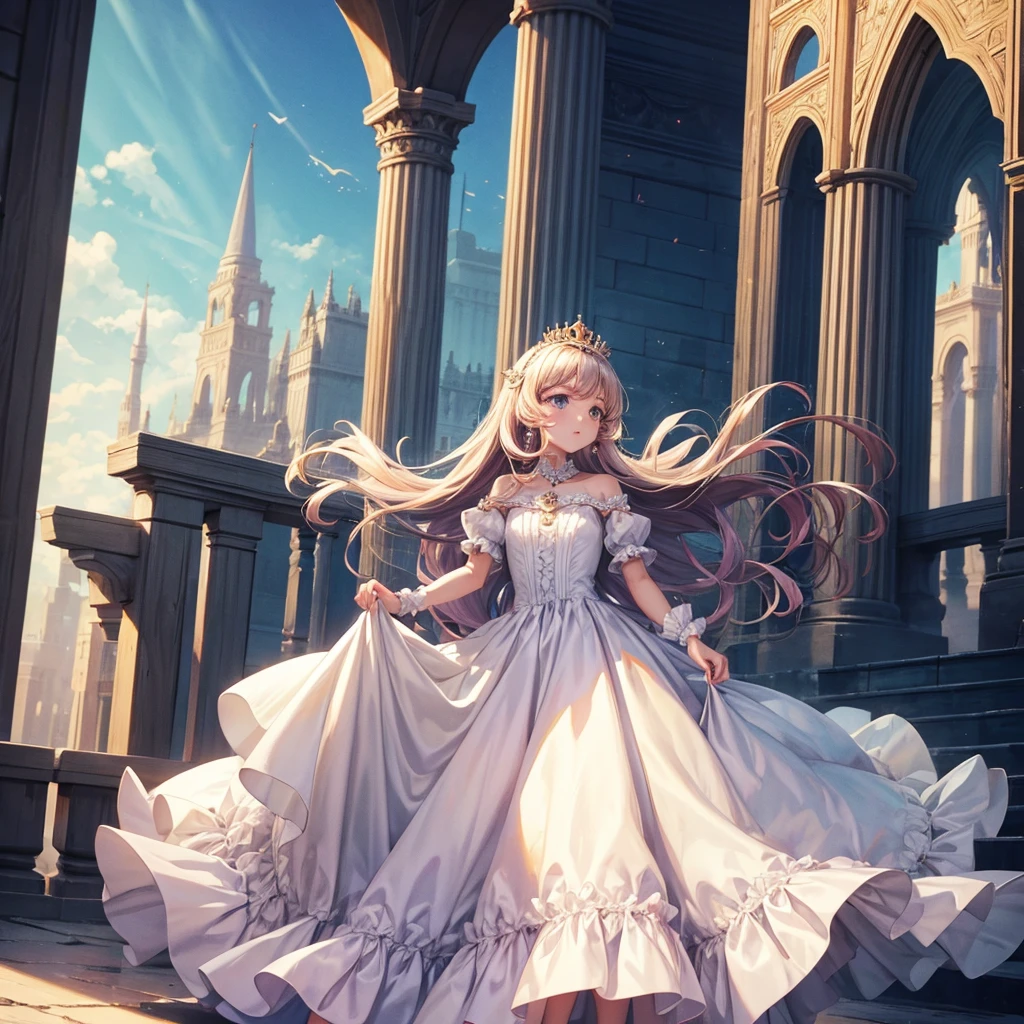 Princess, princess dress, long dress, crown , windy