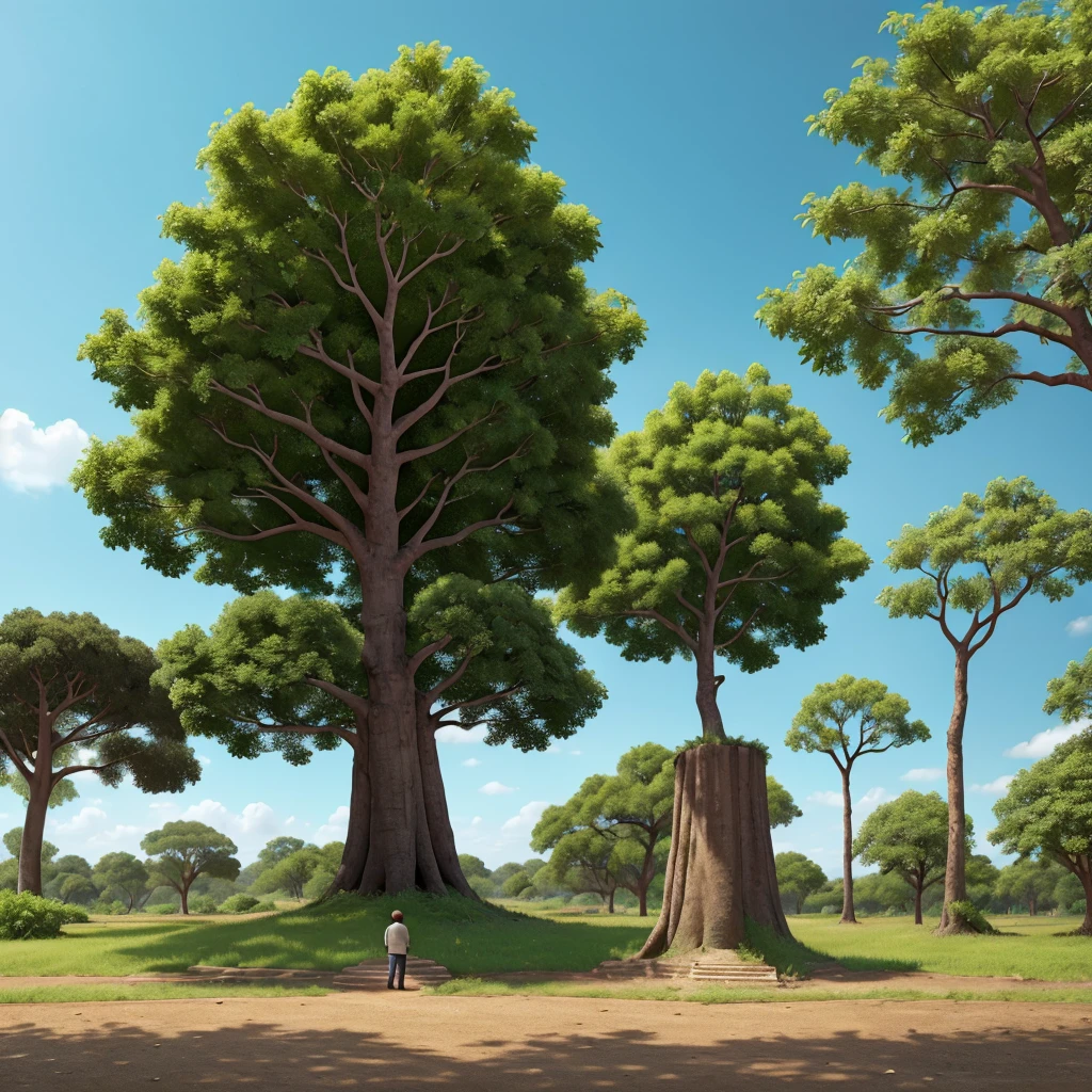 imageio: A big tree, specifically a pequi tree, En el centro de la imagen, divided in half vertically. One side of the pequi tree is full of fruit, green and vibrant, while the other side is dry, morto e no fruit. The background is solid and white, highlighting the tree.
elements:
Healthy Side: green leaves, lots of ripe and fresh pequis.
Gradient Side: dry twigs, brown and fallen leaves, no fruit.
fund: Solid white to focus attention exclusively on the tree.
texto: "What is Climate Change?" in large, legible letters, centered at the top of the image.
Visual Message: The image must convey the idea that preservation is essential to maintain the healthy side of the pequi tree, while climate change results in visible degradation on the dry, dead side.
This image is clear, impactful and conveys the preservation message in a simple and effective way.