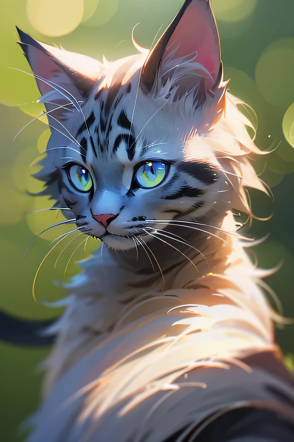 a cat with pleasant eyes, furry feline, cute cat, adorable kitten, high quality, detailed fur, bright eyes, whiskers, cat portrait, realistic, photorealistic, (best quality,4k,8k,highres,masterpiece:1.2),ultra-detailed,(realistic,photorealistic,photo-realistic:1.37),HDR,UHD,studio lighting,ultra-fine painting,sharp focus,physically-based rendering,extreme detail description,professional,vivid colors,bokeh