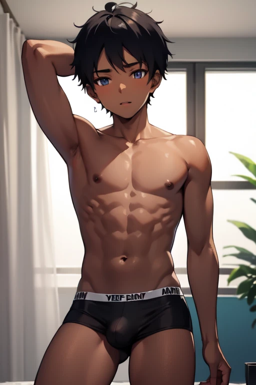 Black skin boy in underwear
