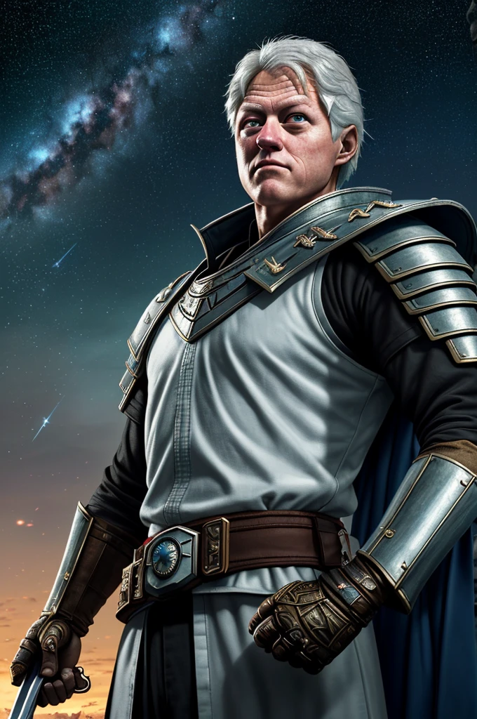 Highest quality,High resolution, ((Bill Clinton)) ,(America),One person,Star Wars,(Fist of the North Star),(white_coat),brigandine hauberk, Overlord,male,One personで,strongest,Anime Style,(Starry Sky_background),(Limbs),(Full Finger),(Accurate fingertips), (The finer details), (Super detailed),(Japanese sword:),4K,(high resolution),whole body, (Front angle), Looking at the camera,masterpiece,(Subtle details),(Intricate details),Octane Rendering,(Hyper Detail),