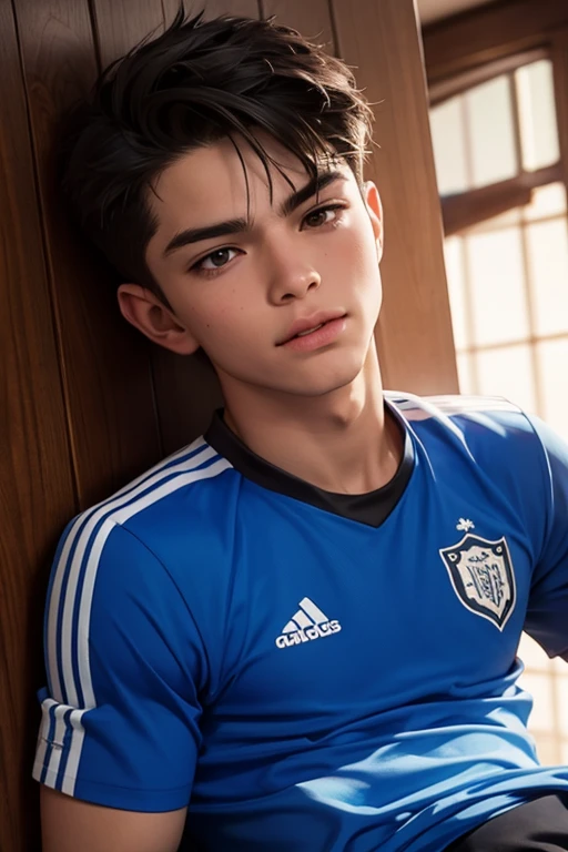 A soccer boy gets his dick sucked by a girl
