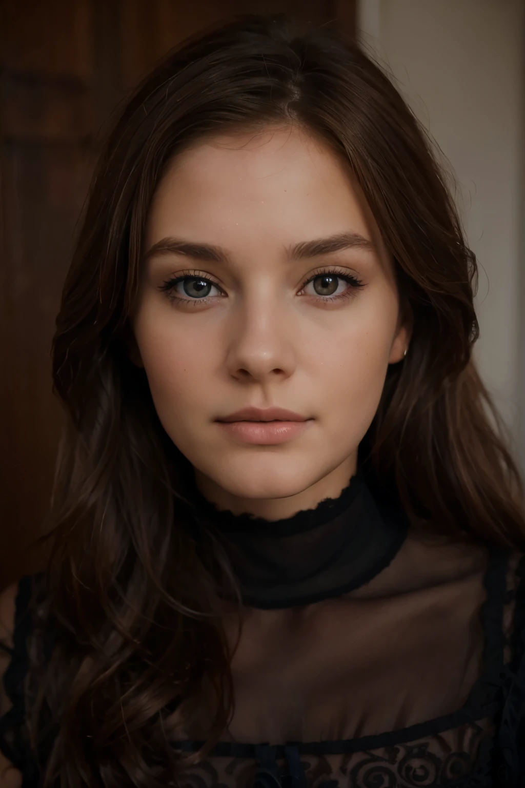 fille . Brown Hair Color with a Pretty Face., yeux bleus parfaits. Taille du corps B. 

fille, Brown Hair Color with a Pretty Face., porter un haut noir tout en s&#39;walking down the street, very detailed, visage innocent, yeux bleus parfaits. Taille du corps B. natural hair.

shot with Canon, 85mm, High Definition Quality, 8k, young female, 26 ans. head of&#39;artwork, photo realistic, intricate details, photo brute, ultra detailed