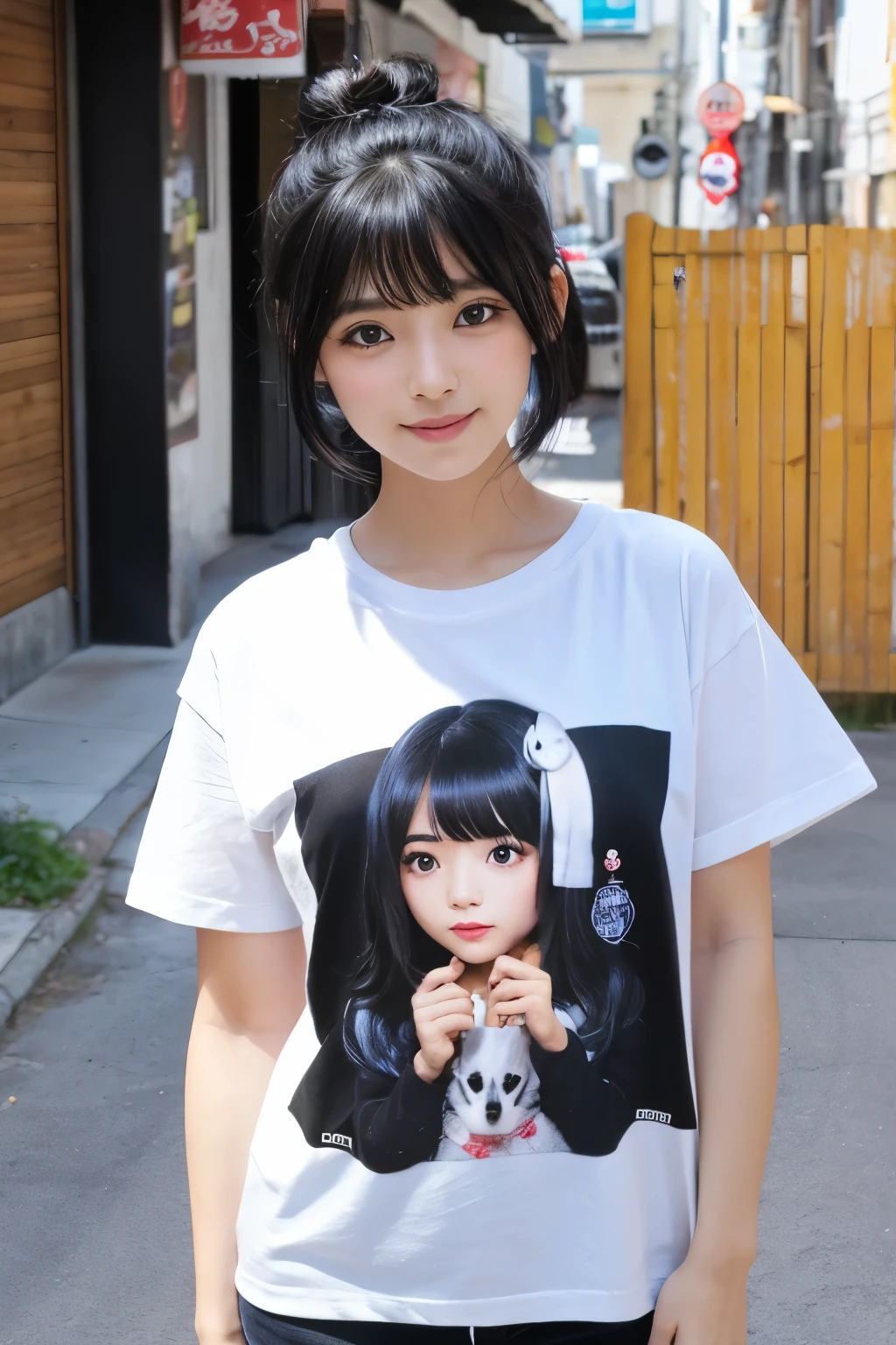 Blink, Chibi, Complete broker, Mega Mini, ninjartist, white shirt, cute random outfit, Hairstyle Bob, A dark-haired,