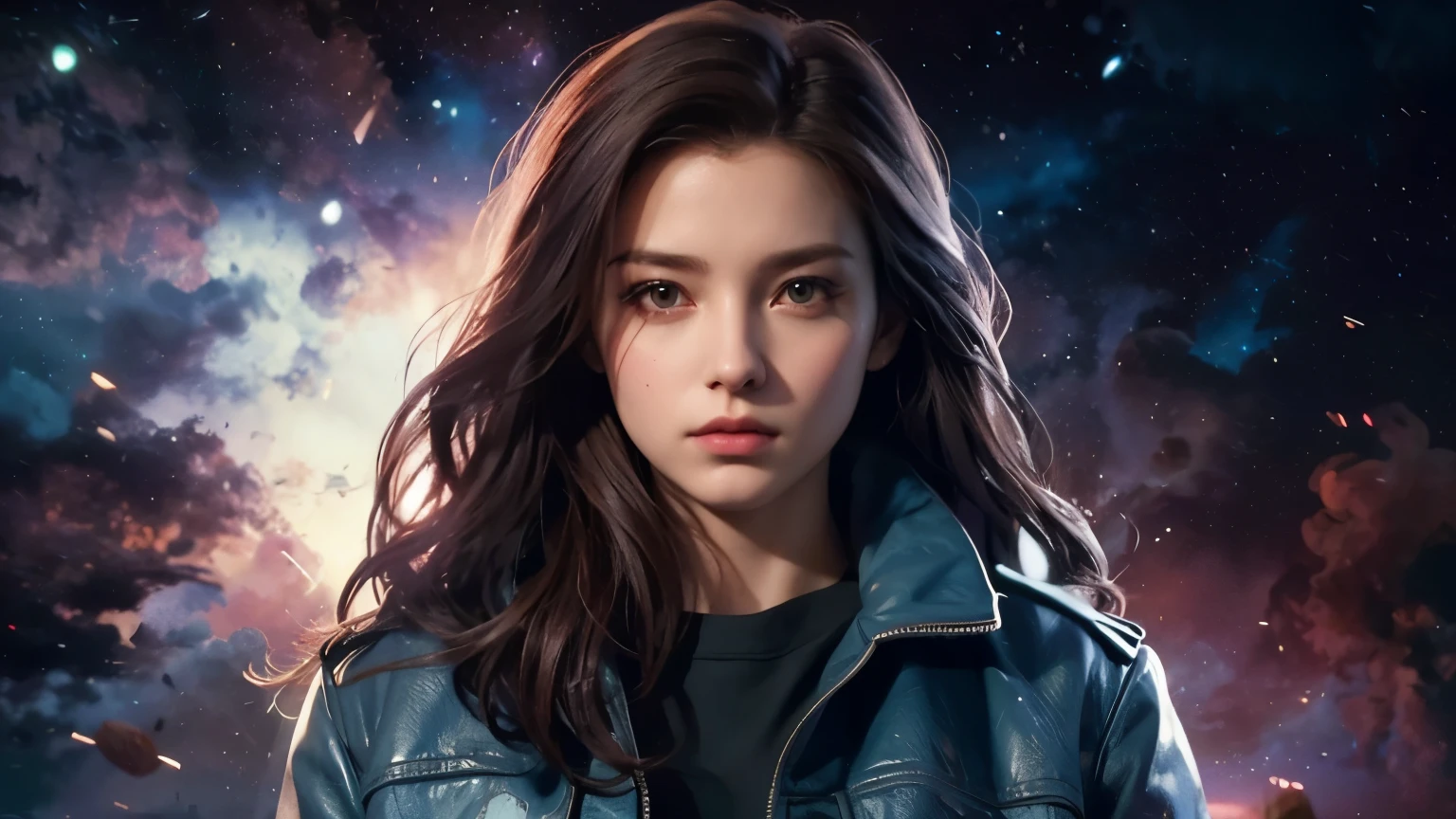 Alafed image of woman with long hair and jacket, Charlie Bowater's art style, Charlie Bowter's Style, Character art by Charlie Bowter, in Charlie Bowter's Style, Unreal 5. RPG Portrait, Realistic art style, Detailed portraits, Background artwork, Character Art Portraits, Epic portrait illustration, Close-up character portraits, Portrait Anime Astronaut Girl