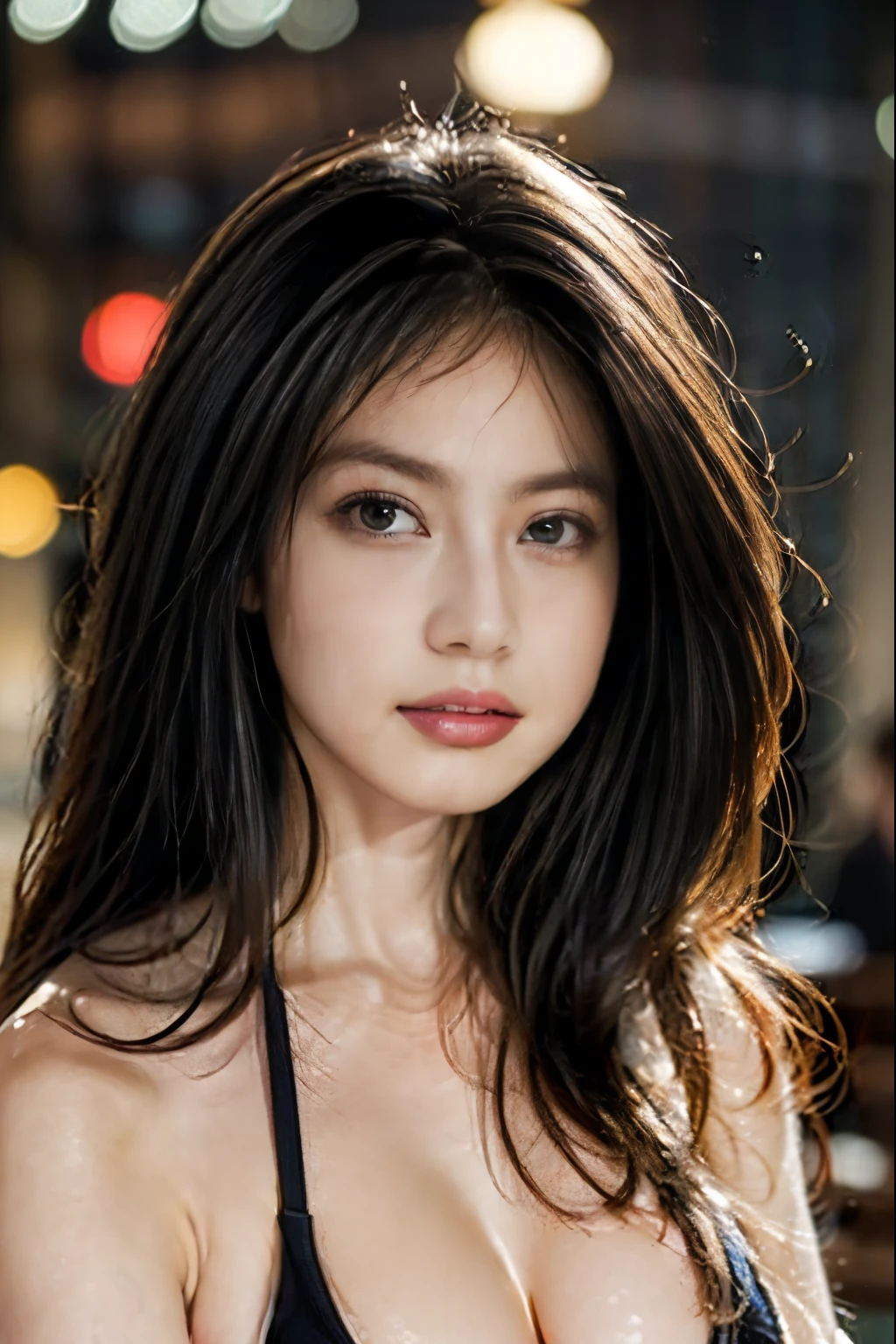 masterpiece, high quality,16K,8k,beautiful,Get used to it,Exquisite,extremely Get used to it, finely Get used to it, high quality, insanely Get used to it, ultra Get used to it, Ultra-high resolution, high quality, beautiful face, Japanese, Browsing Caution,(Micro Bikini:1.3),Wet,She is short,(Obscene pose,Accentuate your cleavage:1.5), Illuminated by the neon lights of a busy downtown area on a rainy night.,Glowing Skin,Detail Skin,It gives me goosebumps,Lewd face,(upper_body:1.3)