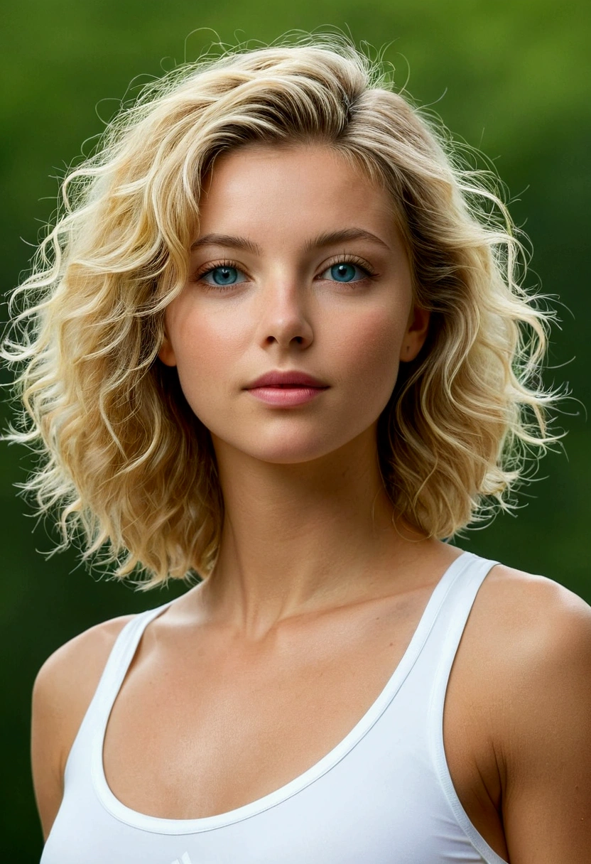 "Créer un modèle jeune, femme très attirante au début de la vingtaine. Elle aurait dû avoir longtemps, cheveux blonds raides qui tombent sur ses épaules. Ses yeux sont de couleur claire, éventuellement bleu ou noisette, avec une expression confiante et légèrement sérieuse. Sa peau est claire et lisse, avec une bonne mine. Elle a un tonique, forme d&#39;Athlete, mettant en valeur une taille bien définie et des jambes fortes.

Elle est vêtue d&#39;une tenue sportive: Un noir, haut court à col montant bien ajusté, mettant en valeur ses bras et son ventre toniques, et blanc, un short moulant qui accentue ses courbes. La scène doit se dérouler sur une plage ensoleillée avec un ciel bleu clair, rivages sablonneux, et des arbres lointains, capturer l&#39;atmosphère détendue mais active.

Assurez-vous que sa posture est confiante et forte, avec une main posée sur sa hanche et l&#39;autre pendant naturellement à ses côtés. Son expression faciale doit transmettre un mélange de détermination et d&#39;allure.. L&#39;arrière-plan doit inclure des éléments d&#39;un environnement de plage, comme le sable, eau, et quelques baigneurs au loin, pour donner du contexte et de la profondeur à l&#39;image."