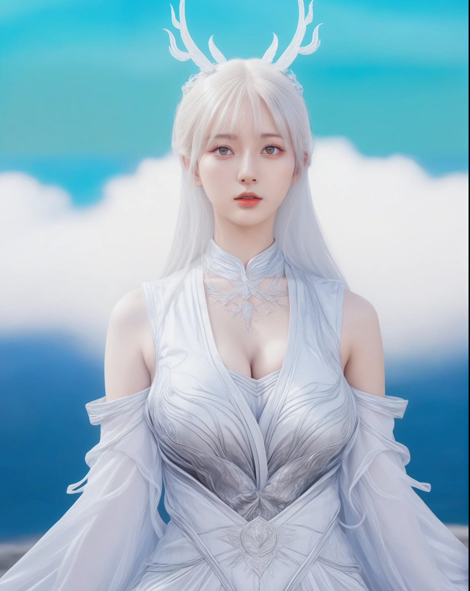 (hyperrealistic), (illustration), (high resolution), (8K), (extremely detailed), (best illustration), (beautiful detailed eyes), (best quality), (ultra-detailed), (masterpiece), (wallpaper), (photorealistic), (natural light), (rim lighting), (detailed face), (high detailed realistic skin texture), (anatomically correct), (solo), (1 girl), (high detailed realistic hair), (light blue hair:1.35), (heterochromic eyes), (detailed eyes), (light yellow eyes:1.37), (sparkling eyes), (realistic huge breasts:1.5), (exposed nipples breasts:1.35), (long legs), (slender abs), (dynamic pose), (closed tiny mouth:1.3), (nsfw), (concentrated expression), (topless), (Italian woman, K-pop idol, J-pop idol)