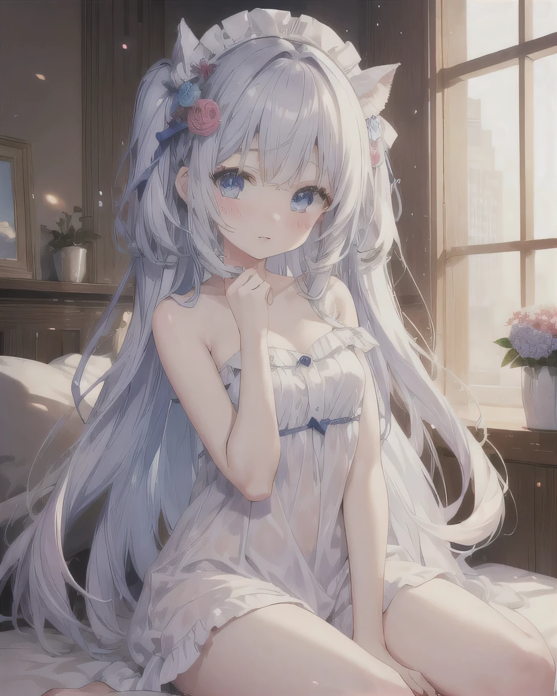 One girl, masterpiece, Highest quality, naked、blush、fun, Happy, bright, long,