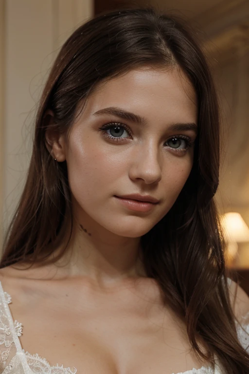 Belle fille, Detailed face, yeux verts , model photo, Romantique, peau parfaite, noir, realistic, surprise,