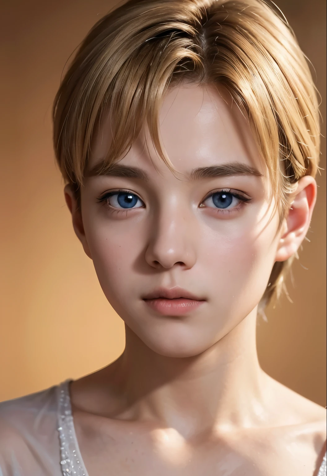 (8k, 4K, Highest quality, High resolution, 超High resolution:1.1), (masterpiece, Realistic, photo-Realistic:1.1), One boy, face, close, Blonde, Iris, Thin lips (View your viewers:2), Shoulder-length hair,Long eyelashes, eye shadow, small face, Big eyes, Slender, High Contrast,