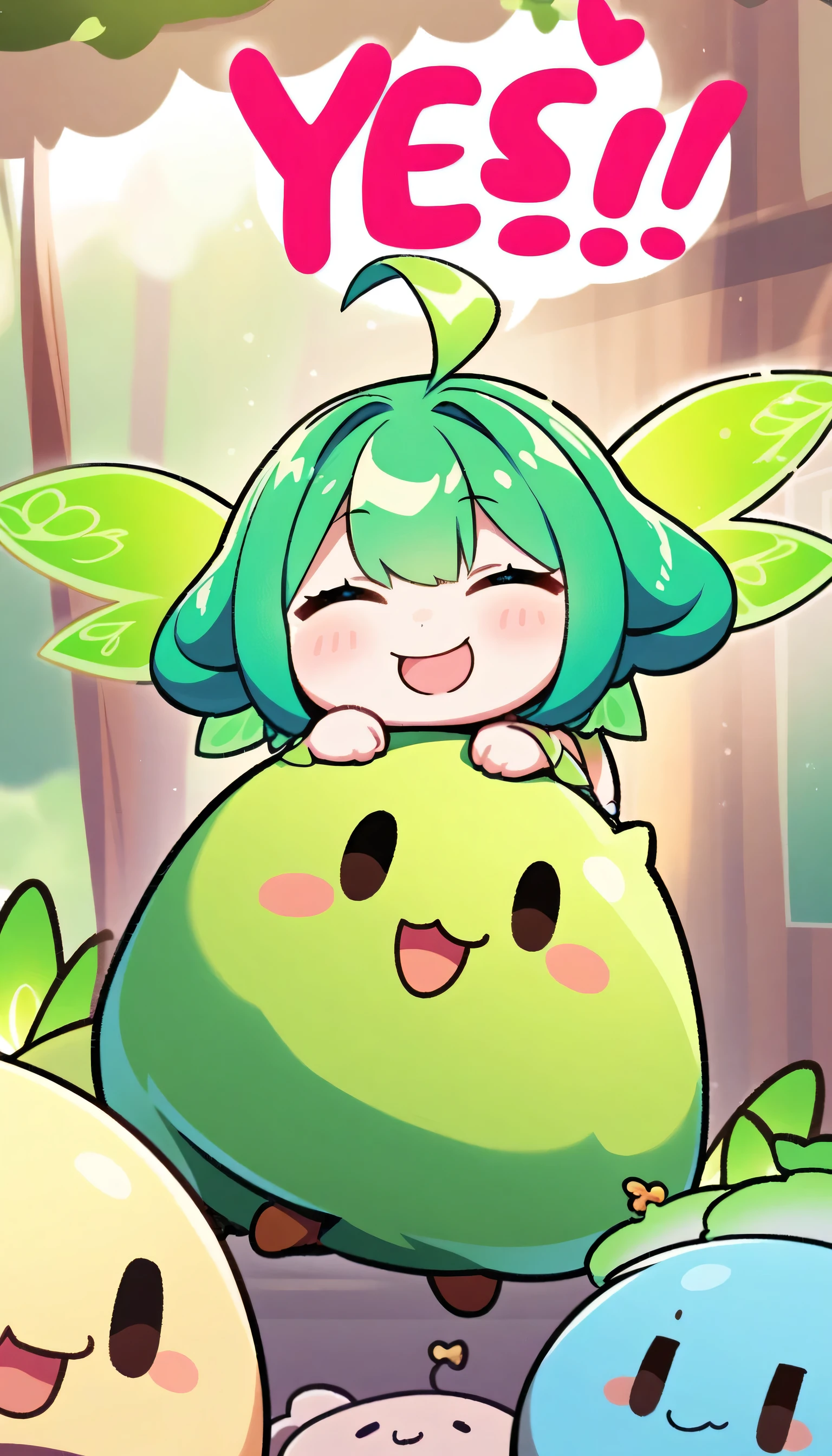 fairy girl, shady, green fairy, smol, cute, kawaii, happy, yes, smirking, cocky