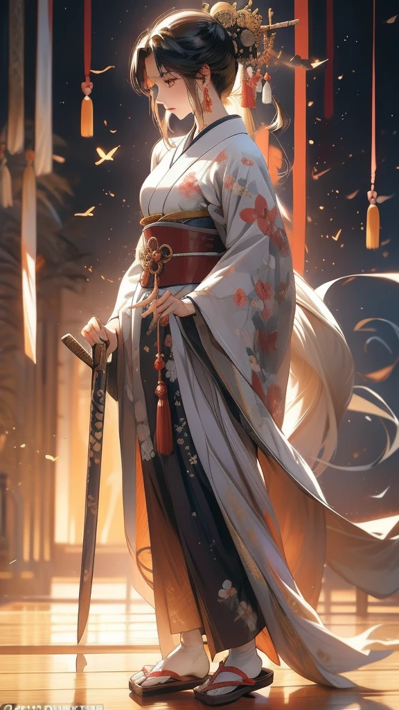 Here is a detailed profile of a beautiful young Japanese girl in martial artist attire, described in a prompt format:

---

- **name**: Aiko Sato - **kor**: 22 years - **Height**: 1,65 meters - **Weight**: 55 kg
- **eyecolor**: dark brown - **Hair color**: black, long, smooth, up to the waist - **skin tone**: clear, with a slight peach tone - **muka**: Delicate with soft features; large, expressive eyes; thin, well-defined eyebrows; small, well-proportioned nose; pink, slightly curved lips in a gentle smile

**outfits**:
- **Martial Artist Outfit**:
  - **upper part**: White cotton kimono with navy blue details on the edges, fitted at the waist with an obi (range) Navy blue - **Bottom**: Martial artist baggy pants, matching the kimono, allowing full mobility - **shoes**: or (traditional japanese socks) e zori (sandals)
  - **Accessories**: Black belt tied across the forehead, with a kanji symbol representing "strength" (force)

**stance**:
- **jeneral**: Confident and centered, with an upright posture and attentive eyes - **movimentos**: Graceful and precise, showing martial arts experience

**Additional Detail**:
- **Personalidade**: Determined and focused, but with a gentle and compassionate side - **Hobbies**: martial arts training, Japanese traditional painting and meditation (Sumi-e)

**enviroment**:
- **Local**: Traditional Japanese dojo, with tatami mats and wooden walls, decorated with calligraphy scrolls and training weapons (bokken, bo staff)

--- This profile can be used as inspiration for descriptions in stories, digital art or any other creation you have in mind.