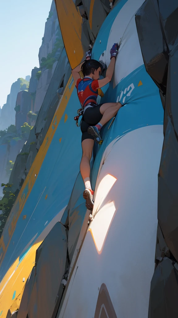 Competing in sport climbing at the Olympics。