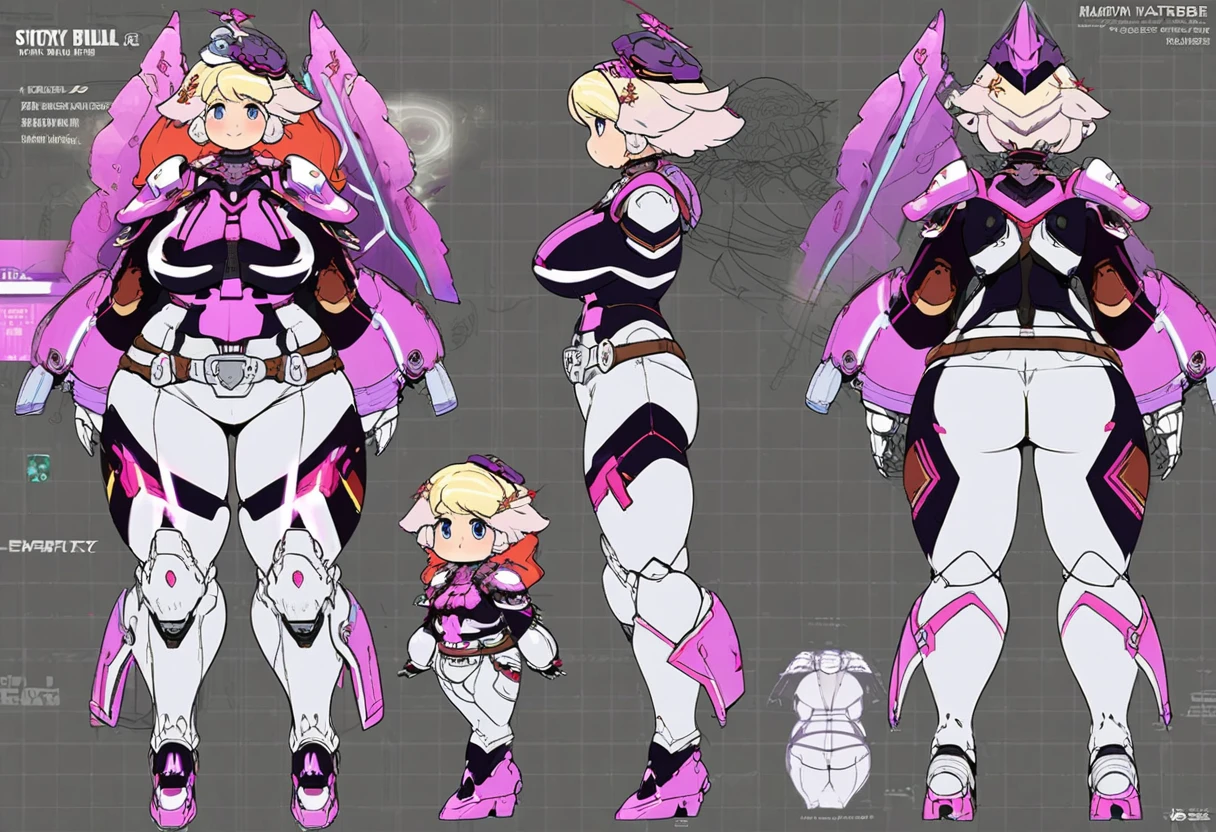 ((masterpiece)),(((best quality))),(character design sheet, same character, front, side, back), illustration,harajuku fashion , 1 girl, pink long hair, vivid color ,green eyes, beautiful face, environment Scene change, hairstyle fax, pose Zitai, female, wearing decorted colorful big heavy old style space suits, (simple background, white background: 1.3)