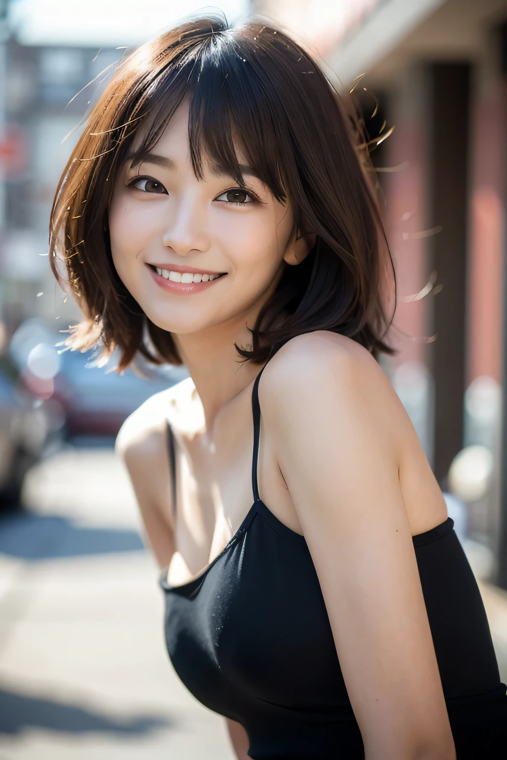 (Hyper Reality: 1.35), (Realistic: 1.4), A beautiful Japanese woman, alone. (((No makeup))), masterpiece, 最high quality, high quality, alone, Very good, puberty, Only one girl, ((Perfect body)),((最high quality)),((Hello)),((Very delicate and beautiful)),((Very shallow depth of field)), family friendly, ((Very delicate and beautiful)), (((Very shallow depth of field))), (((Unbelievably absurd))), (((Perfect body))), dark brown hair, blowing boyish bob hair, shag messy hair, wolf cut, big hair,  Slim body type,  (((small ))),　((pubertyの異性に興味を持った笑顔),  (((A smile that invites men))), poor, my + background, Dynamic Angle, Focus on the woman&#39;s eyes, {Particles of light}, Detailed background, Soft lighting, (dramatic), sunset, very beautiful sunset, Live Action, Realistic, blurred background), (((17 years old))),, ((wind)), ((Movement)), ((emotion)), ((colorful)), ((Baby Face:1.4)), ((Beautiful Teeth)), Wither, sea background, (((:1.3))), (((BDSM:1.3))), Very fair skin, ((super extra enormous breast:1.4)), (((Cowboy Shot))),  Impossible Half Top Bikini , (((High neck))), (((No sleeve))), Sideless tops, High neck , (White :1.4), (Fishnet tights), No sleeveタートルネック, whole body, knees, (((Underbust))), Side bust, (((Low riseビキニパンツ))), (((Low riseビキニパンツ))), (((Low rise))), (((whole body))),(((Low waist bikini))), (((Thighs are included in the composition))),(((Both arms raised)))