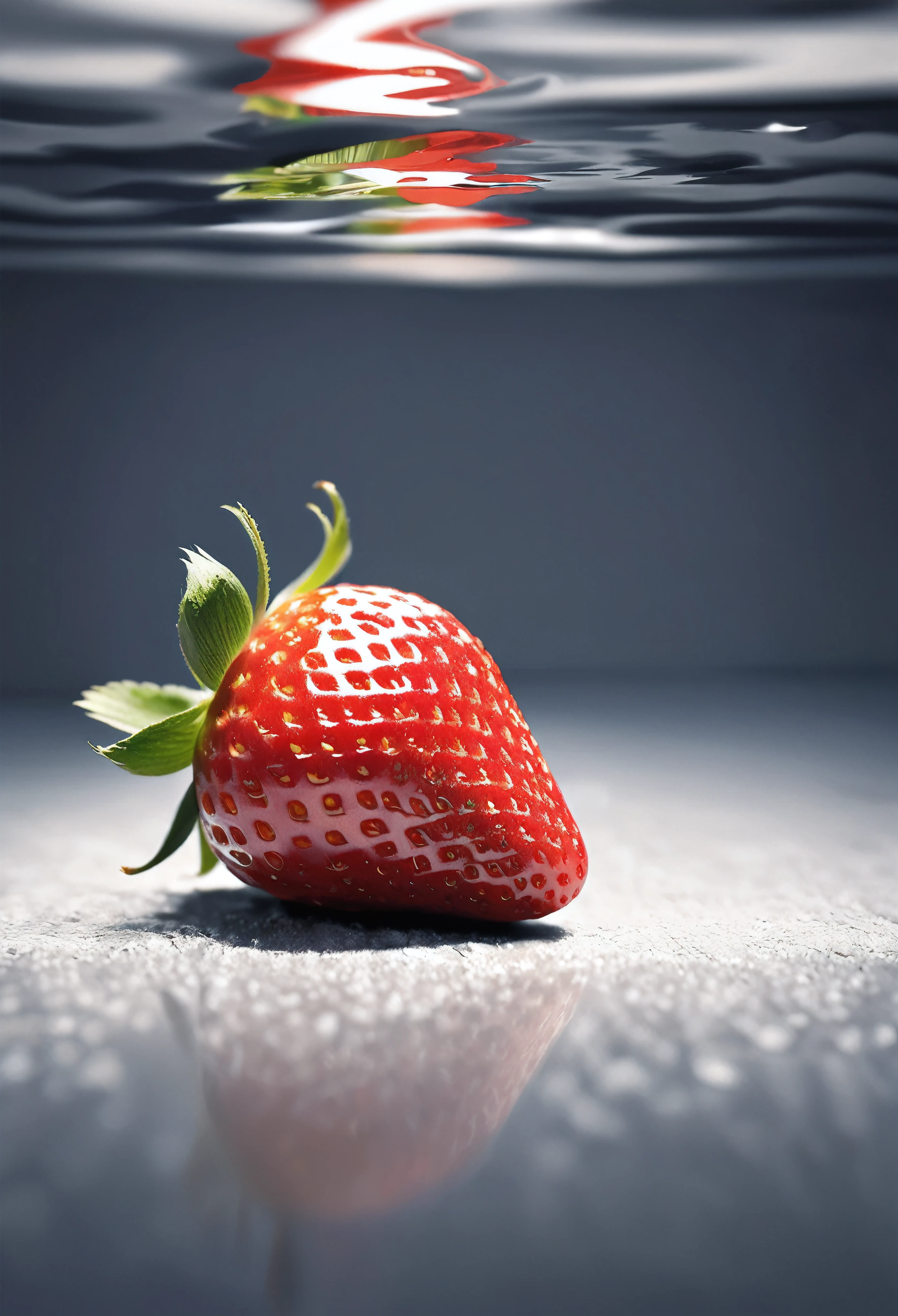 Realistic photos, A single strawberry, Just one grain, Won the top prize at the competition, aesthetic, dramatic,