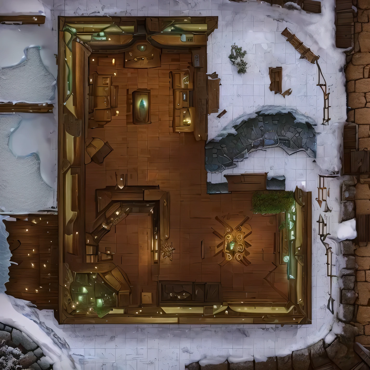 un mapa de una pequeña bar en un pueblo con pocos edificios, a multidimensional cozy bar, r / battlemaps, in fantasy bar near fireplace, DND map with grid, Great ice dungeon, snowy environment, DND Settings!, medieval bar, him :'Icewind Dale', inside a bar, fantasy bar background, bar, Fantasy potion seller interior, Number 2 0, rollo20