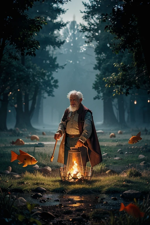 Illustration for the fairy tale old men goldfish