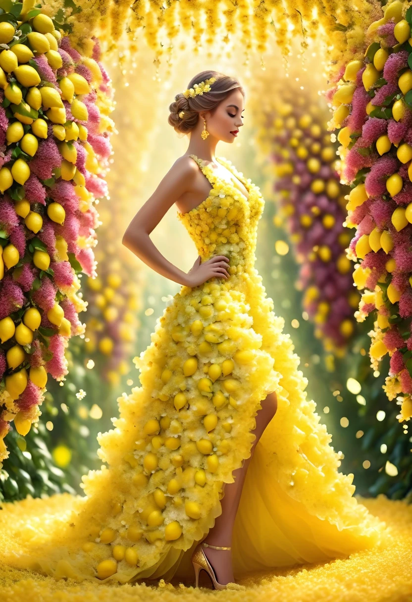 Best quality,4k, 8 K,a high resolution, masterpiece, unique, bright, perfect, well done, woman made of flowers Fluorescent colors, flower dress with wide bokeh skirt, stilettos, full length, dancing pose,very detailed,realistic,realistic,студийное Photo,Very detailed,Dynamic,cinematic,masterpiece,difficult,HDR , Abstract fractal, romantic atmosphere, Photo, award-winning