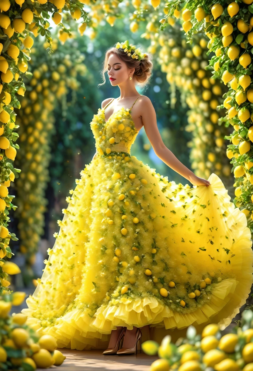 Best quality,4k, 8 K,a high resolution, masterpiece, unique, bright, perfect, well done, woman made of flowers Fluorescent colors, flower dress with wide bokeh skirt, stilettos, full length, dancing pose,very detailed,realistic,realistic,студийное Photo,Very detailed,Dynamic,cinematic,masterpiece,difficult,HDR , Abstract fractal, romantic atmosphere, Photo, award-winning