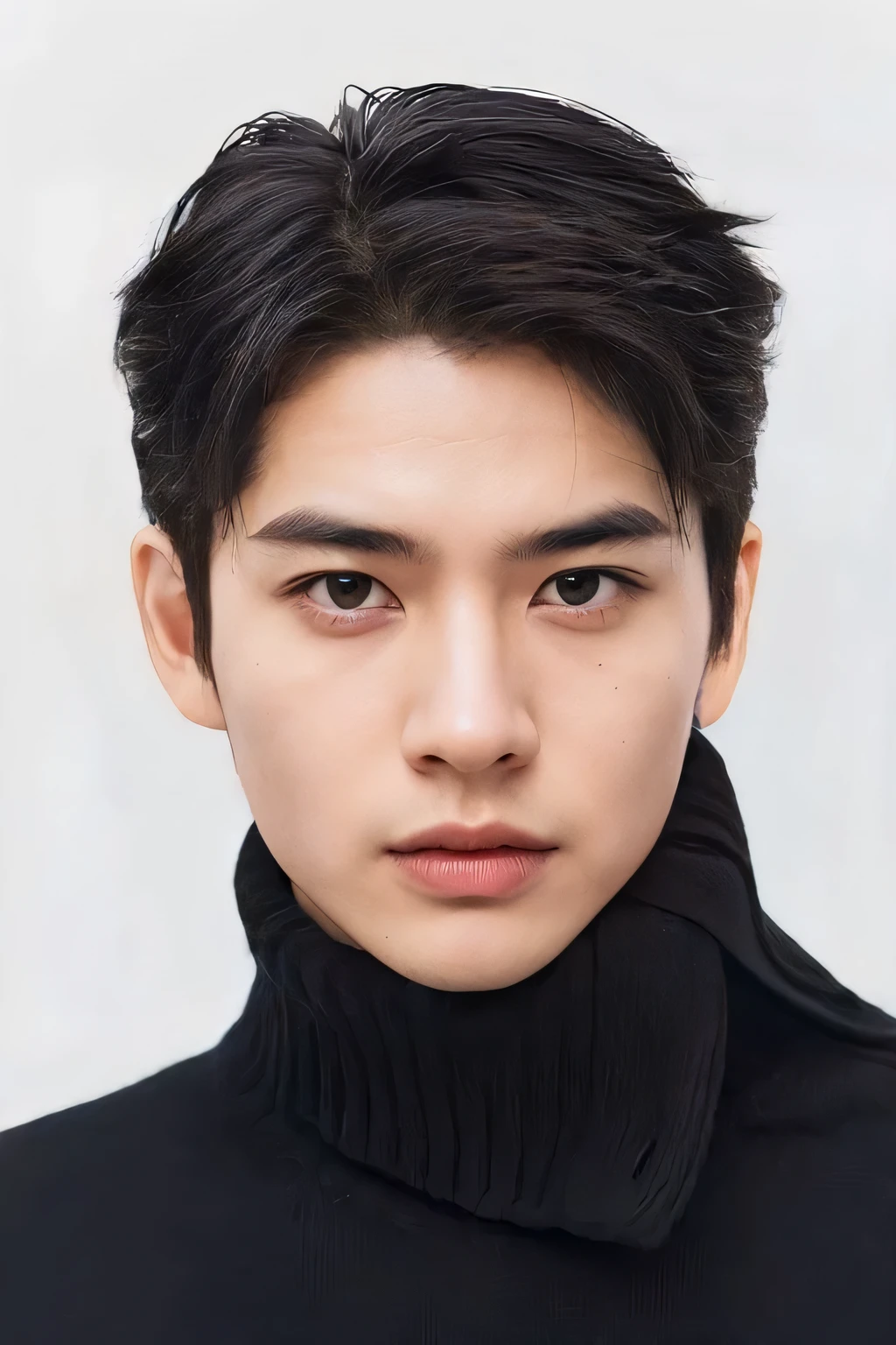 (best quality), photo realistic, 8k, Masterpiece, Portrait: 1.3, photo realistic, hyper realistic, Sharp Focus, looking at viewer,  light on face, real texture skin, detailed eyes, detailed face,(Keep your hairstyle the same), cinematic lighting, 8k, UHD, retina, masterpiece, accurate, anatomically correct, textured skin, 35 year old Korean man, (yeiiow formal_shirt:1.4)