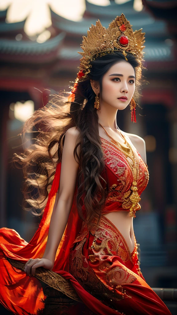 Generate an old monk，Wearing a red cassock，Sitting cross-legged in the temple，Hands together，Dusk light，close up，delicate face，Beautiful scenery，HD details, A woman in a white dress and veil is posing., She dresses up as a belly dancer., gracefully belly dance pose, beautiful costume, Intricate costume, High quality drama costumes, beautiful and elegant, white hanfu, Inspired by Tang Di, this tradition, traditional beauty, belly dance, Dilraba Dilmurat, Chinese dress, Very beautiful Enga style.