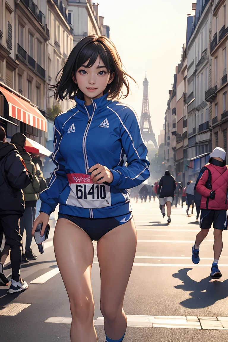 best quality、masterpiece、High sensitivity、high resolution、Detailed description、Slim women、Paris Olympic Marathon