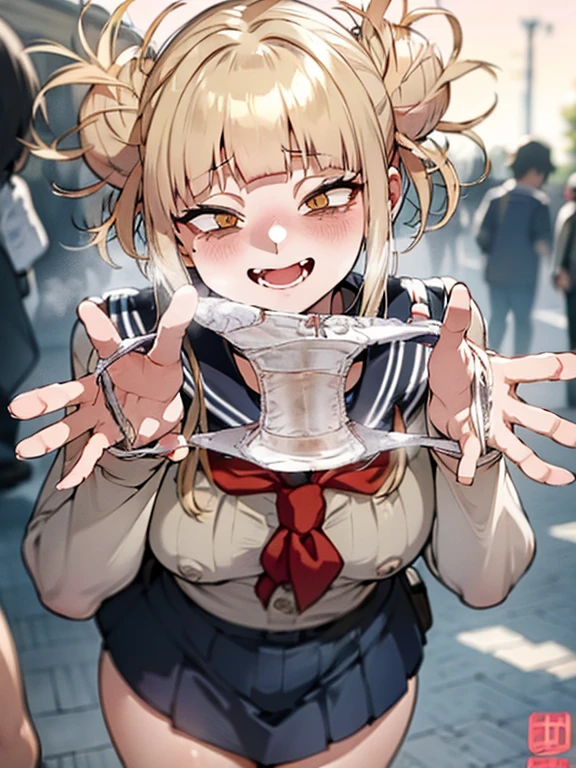 ,(Beautifully detailed white panties),She looks at me mockingly.,(smile),school,(She gets excited by showing her panties :1.3),She is forcing me to masturbate.,There were several witnesses at the scene, and they were all shocked.