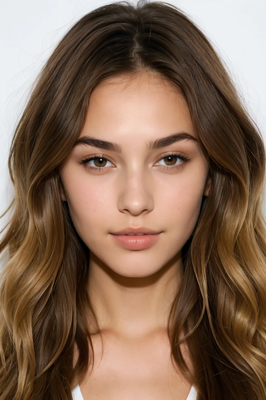 ((best quality)), ((head of'artwork)), (detailed), 1fille, Corps : Athletic or slightly voluptuous, midsized.
hairs : Longs, wavy or curly, avec des options de couleurs variées (bionde, brune, Dark blond).
Visage : Symmetrical lines, grands yeux avec des options de couleurs variées, Well-defined eyebrows.
peau : Fair to lightly tanned complexion, smooth, well-maintained skin.