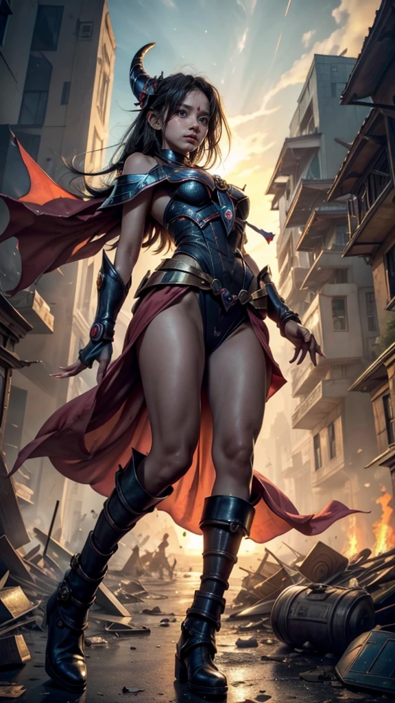 (Giantess element, high resolution, high resolution, high quality, accurate body structure, detailed body), focus on girl,
BREAK,
(Black Magician Girl:1.3),sexy, combat uniform, girl, looking up at approaching woman from below, cute, girl destroying small town, mischievous expression, white skin, smiling, trampling, walking, anatomically correct, accurate human body, accurate skeleton, full body portrait, light beam from girl's hand, shock wave from girl's hand, magic,
BREAK,
destroying small town, rubble, burning small town, destroyed small building, collapsed highway, car being crushed, evacuation of residents, sunset, burning small town, rubble scattered at feet, taller than skyscraper, increase destructive element, make city smaller,
BREAK,
blue eyes, monster, (fighting dragon), dragon flying in the sky, dragon in background,