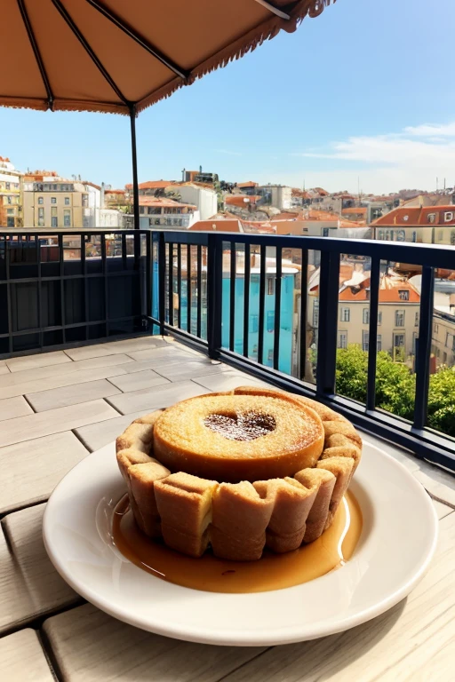 Уютный Coffeeтерий с террасой в Lisbonе, где люди наслаждаются coffee и паштелами де ната. (Attributes: Lisbon, Coffee, terrace, coffee, pâté de nata)