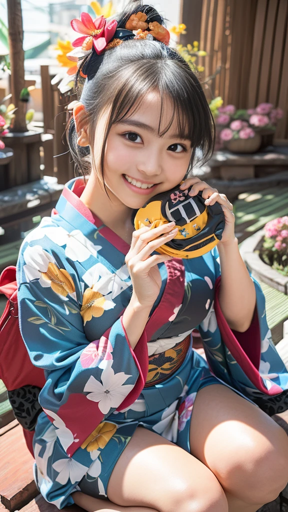 (8k、Raw photography、Highest quality、masterpiece:1.2),(Black Hair、Dark Eyes:1.9),(Yukata with colorful floral pattern:1.6)、View your audience,Viewed from the front,White skin,(:1.4)、(Tight waist:1.6)、(Clothes that accentuate the shape of the breasts:1.4)、(Big Breasts :1.6)、Slim figure、Ultra-high resolution,beautiful,beautiful fece,(One person、No background:1.9),whole bodyボディー,Japanese women,(reality的:1.37)、Photon Mapping,reality、(Baby-faced and cute: 1.4)、(Cute Smile: 1.8)、(Round face: 1.8)、Radio City、Physically Based Rendering、Depth of field rally background、photograph, (I can see your knees、Thigh close-up:1.8),(:1.6),whole body、Great quality