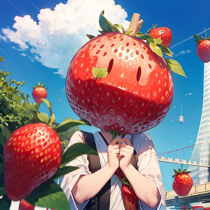 masterpiece,,((She is wearing a ring with a big strawberry on it.)),