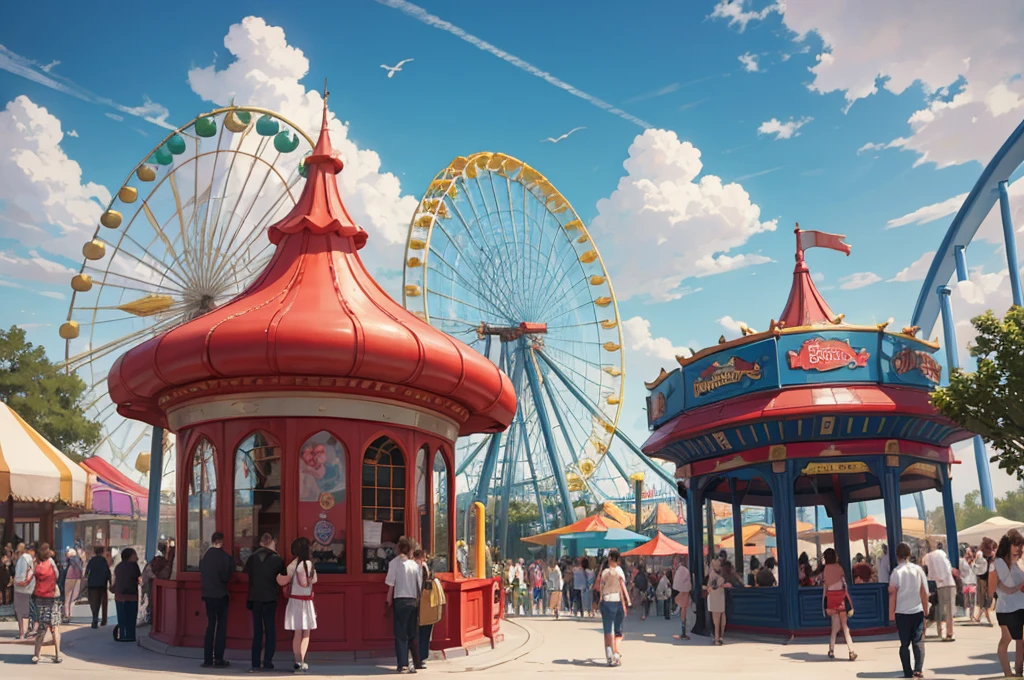 amusement park, lots of people