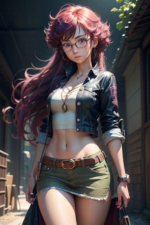 Neo(Photorealistic Keyshot Interpretation of Cowboy Be-Bop by an Anime Illustrator)- A shy and timid girl with glasses is given magical powers、Gaining confidence and courage、Embark on a journey to save the world from an evil ruler.aura、magic