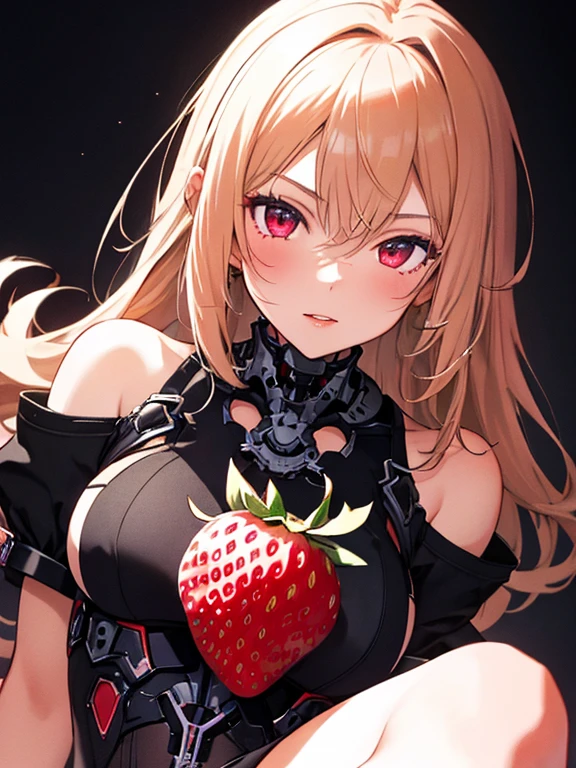 ( A Strawberry), アンドロイド18号:1.5, highest quality, 1girl, uhd, retina, masterpiece, ccurate, anatomically correct, textured skin, super detail, high details, high quality, best quality, highres, 4K